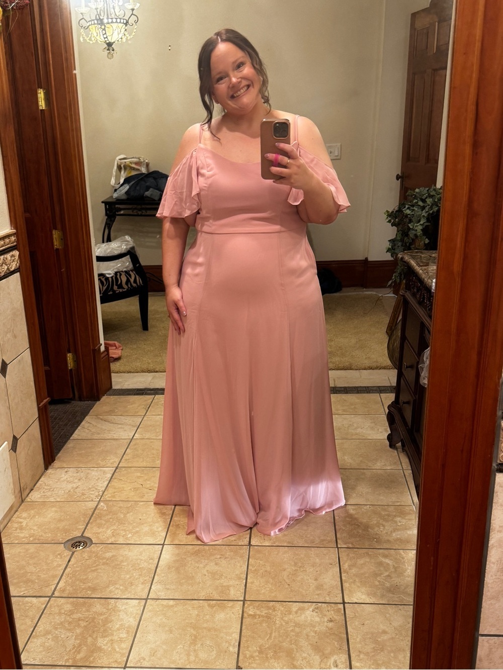 Celebrate DB STUDIO Cold-Shoulder Long Chiffon Dress - Ballet - Picture 4 of 6
